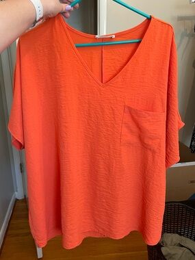 Zenana Outfitters Orange V-Neck Pocket Tunic